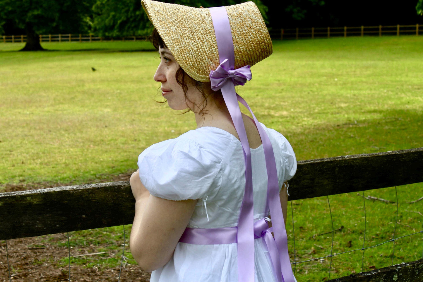 Regency White Cotton Drawstring Gown