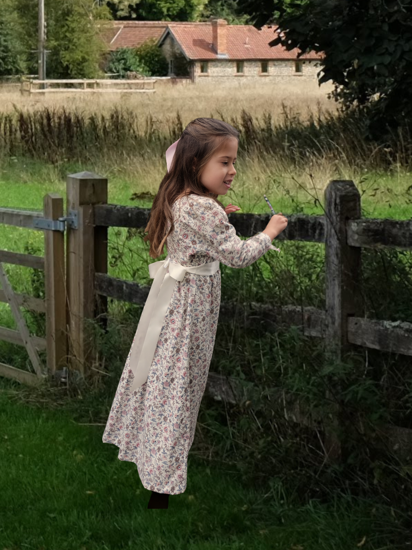 Girls Elinor Regency Cotton Drawstring Dress