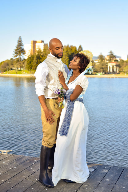 White Silk Regency Ball Gown