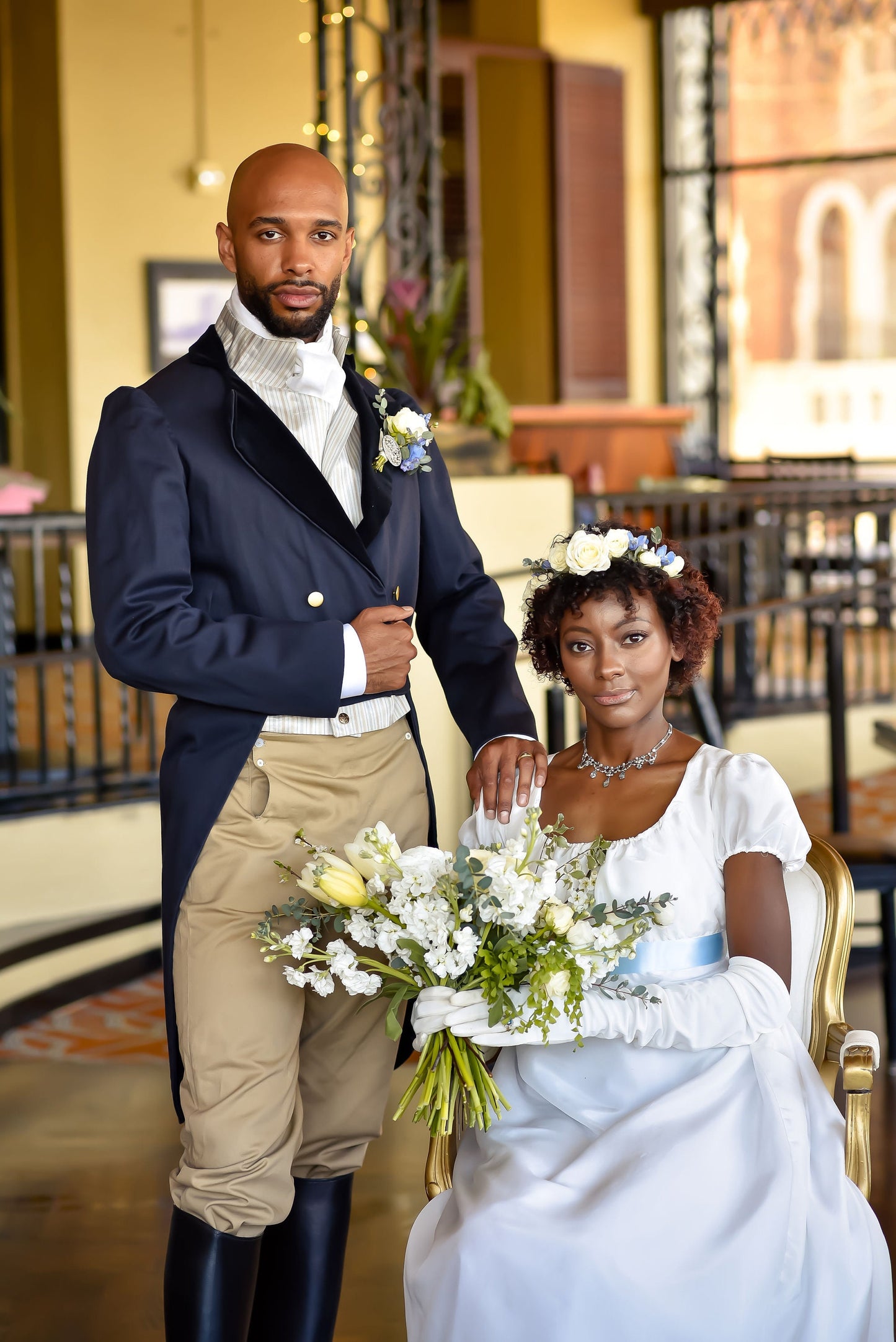 White Silk Regency Ball Gown