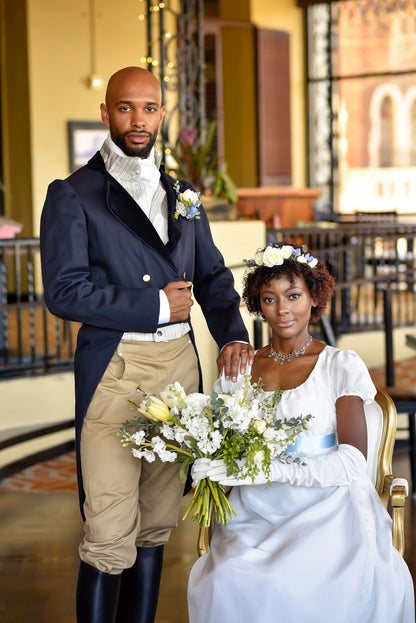 White Silk Regency Ball Gown