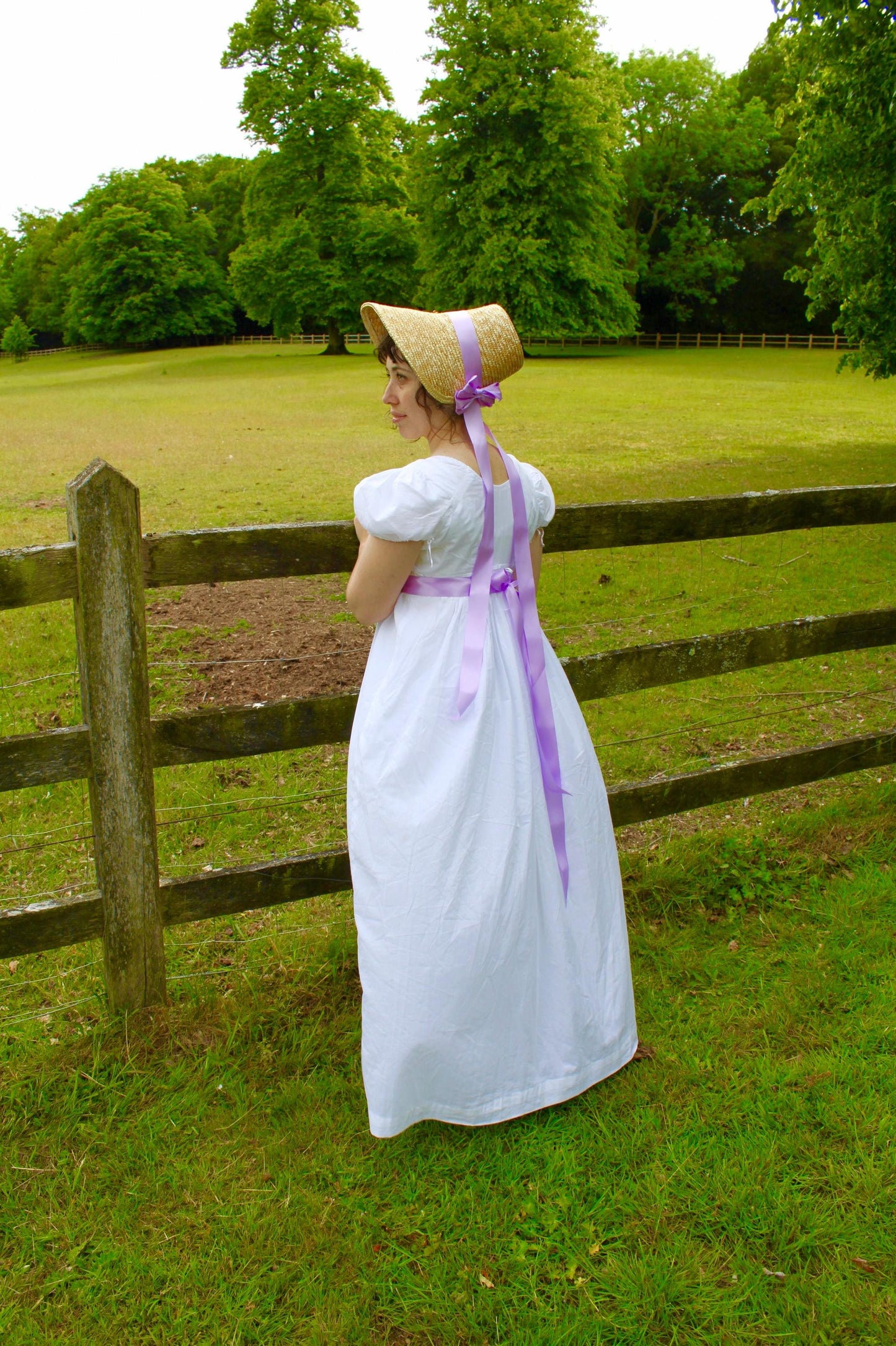 Regency White Cotton Drawstring Gown