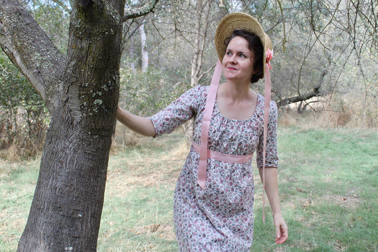 Regency Elinor Cotton Print Drawstring Gown