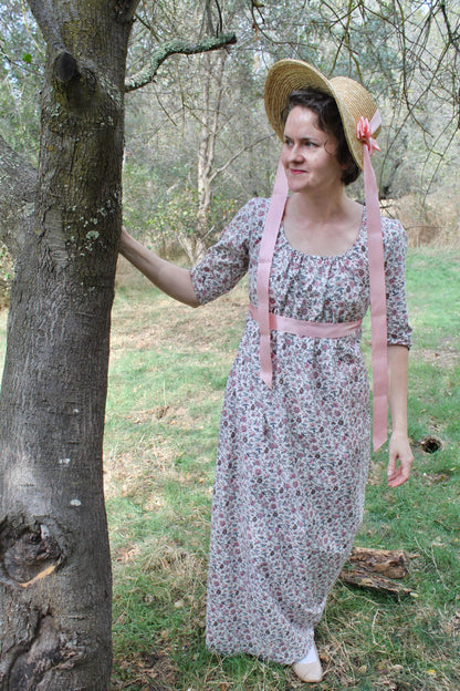Regency Elinor Cotton Print Drawstring Gown