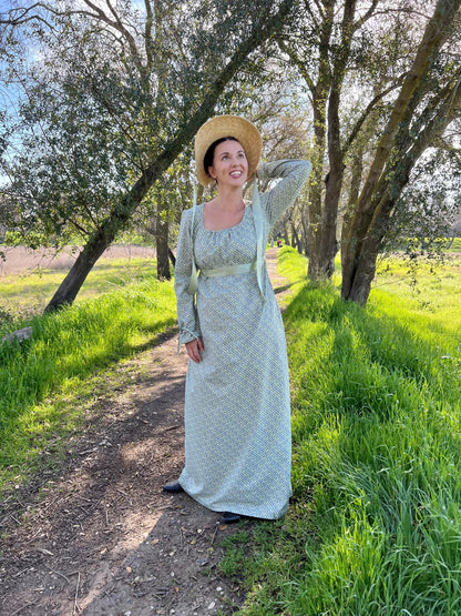 Regency Marianne Cotton Print Drawstring Gown