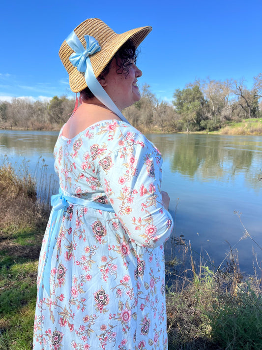 Regency Cassandra Drawstring Cotton Print Gown