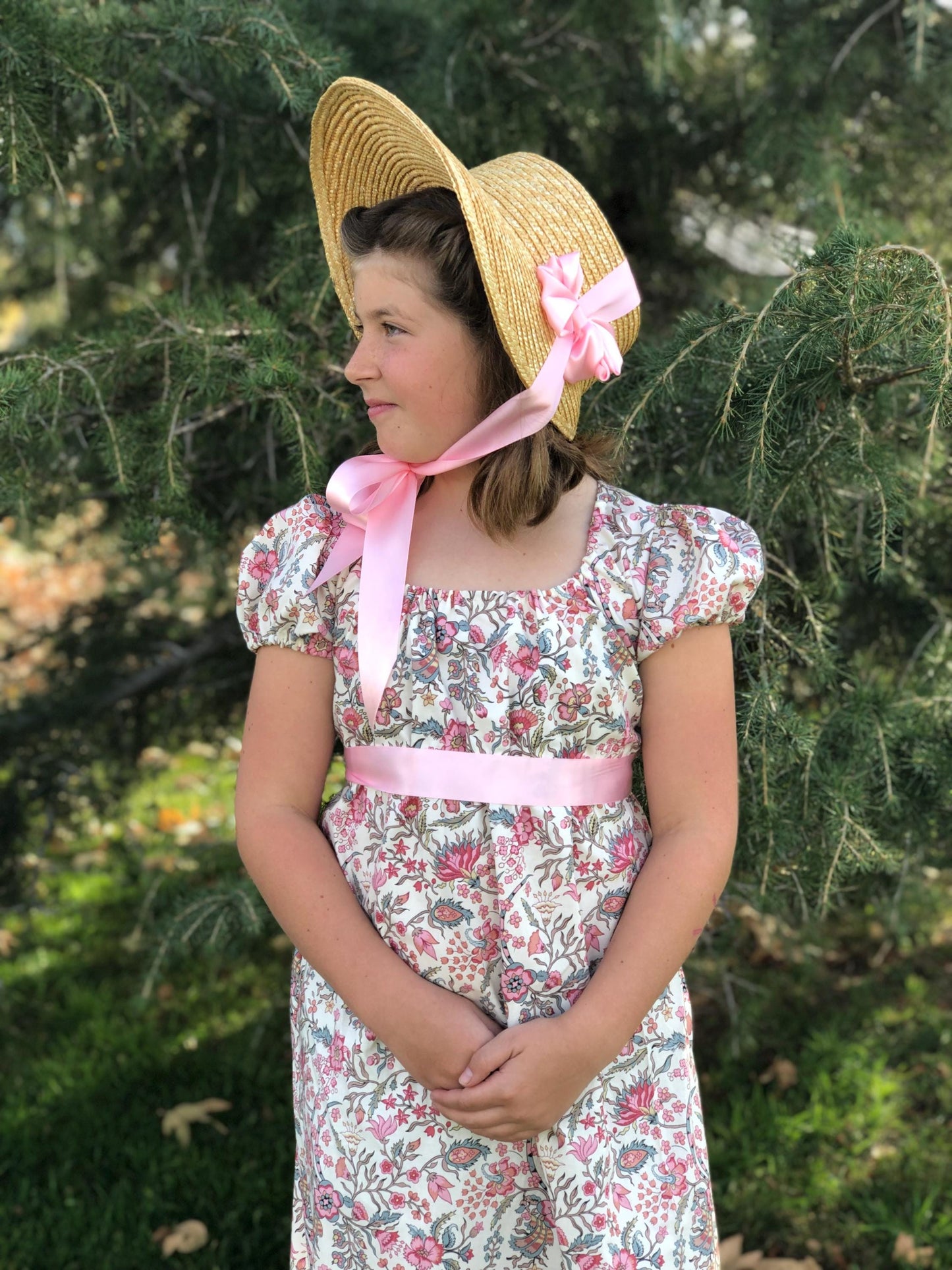 Girls Elizabeth Regency Cotton Drawstring Dress