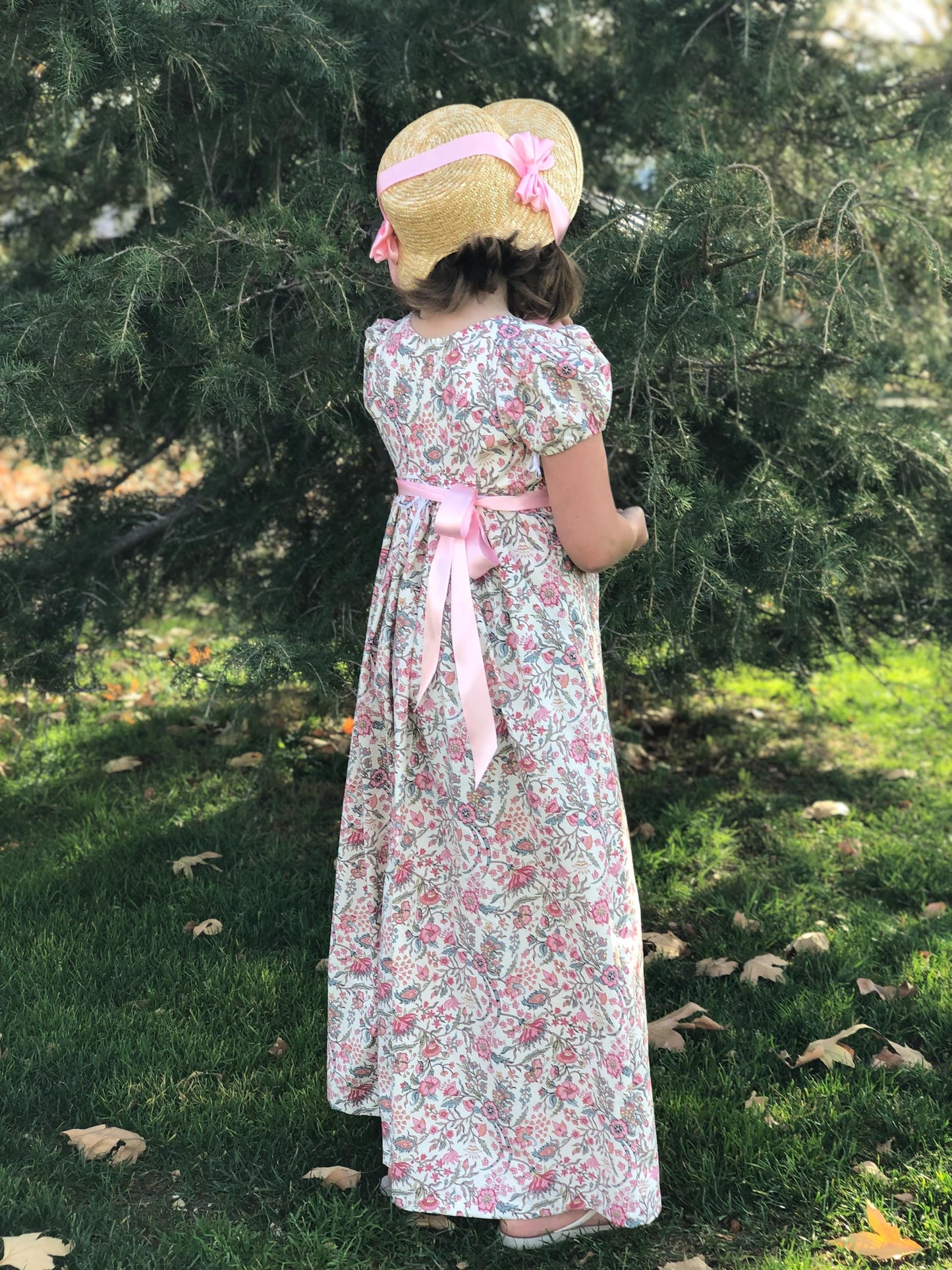 Girls Elizabeth Regency Cotton Drawstring Dress