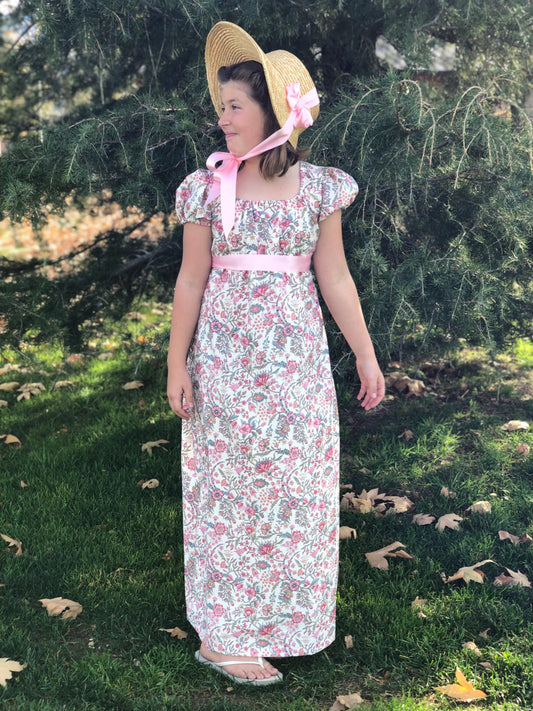 Girls Elizabeth Regency Cotton Drawstring Dress